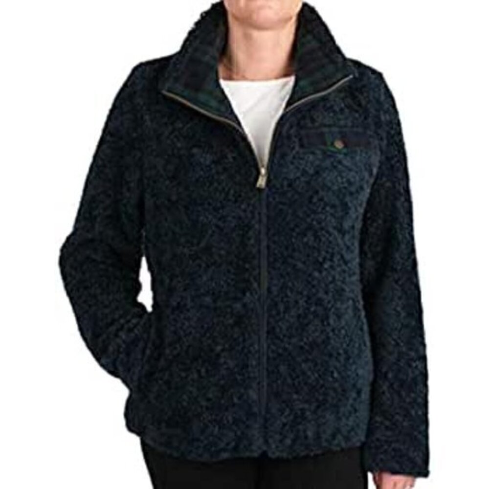 Pendleton Fuzzy Sherpa Wool Blend Full Zip Blue-Green Jacket Sz S